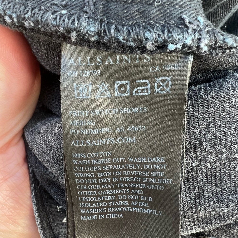100% Cotton Men’s All Saints Switch Fit Washed Black Premium Denim Shorts Sz 30 - Picture 5 of 9